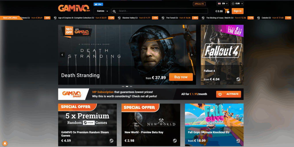 Gamivo provides unbeatable deals, offers and cashback on Find Exclusive Discounts on Gamivo Digital Games via OODLZ.